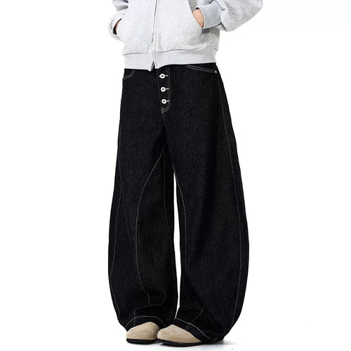 Load image into Gallery viewer, Fashion Male Jeans American Denim Curved Knife Pants  Loose Straight Leg Design Casual Wide Leg Trousers Summer 9W1472
