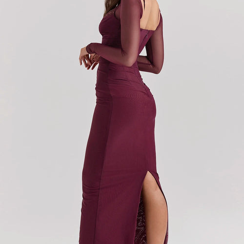 Load image into Gallery viewer, Elegant Sheer Long Sleeve Sexy Maxi Dress For Women Fashion Mesh Strapless Backless Club Party Sexy Long Dress 2024
