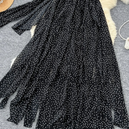 Load image into Gallery viewer, Black Dot Sexy Club V-neck Long Dress Women Slim Sleeveless Backless Irregular Vest Dresses 2024 Summer Ladies New Vestidos Chic
