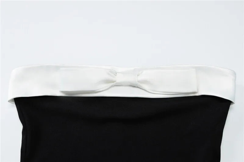 Off-shoulder Strapless Backless Sexy Maxi Dress For Women Patchwork Sleeveless High Waist Bodycon Split Long Dress