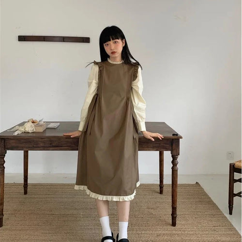 Load image into Gallery viewer, Preppy Style Kawaii Ruffles Dress Women Japanese Sweet Design School Student Long Sleeve Dresses Autumn
