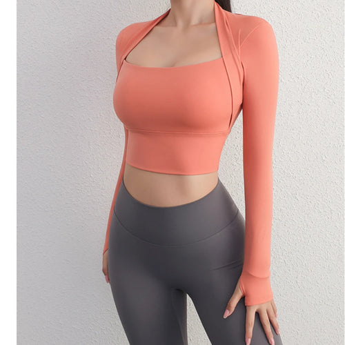 Load image into Gallery viewer, 2025 Pad Nylon Long Sleeve Gym Yoga Shirts Women Gym Crop Tops Sports Fleece Top Running T-Shirts Fitness Workout Yoga Clothing
