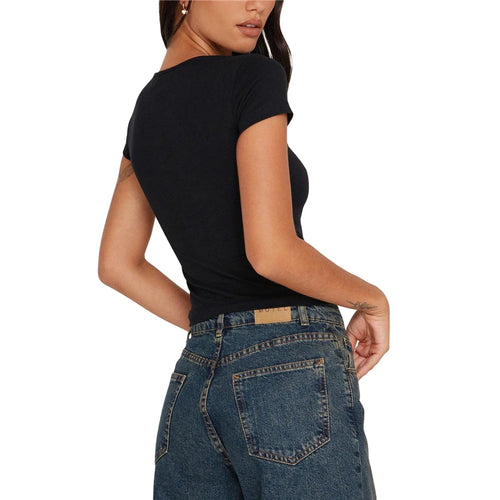 Load image into Gallery viewer, y2k Crop Tops 2000s Clothes Women Basic Hollow Out Short Sleeve Tie-up T Shirt Casual Vest Grunge Clothing Streetwear
