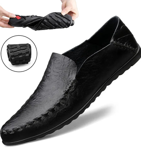 Genuine Leather Men Shoes Luxury Brand Formal Casual Mens Loafers Moccasins Soft Breathable Slip on Walking Boat Shoes