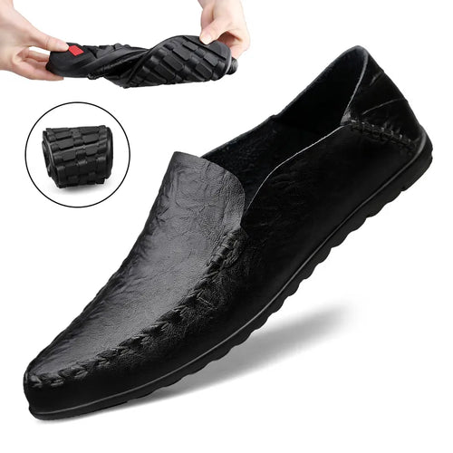 Load image into Gallery viewer, Genuine Leather Men Shoes Luxury Brand Formal Casual Mens Loafers Moccasins Soft Breathable Slip on Walking Boat Shoes
