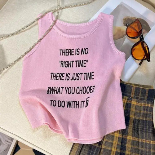 Load image into Gallery viewer, Summer Y2k White Letter Sleeveless Sexy Short Tank Top For Women Pink Yellow Vest Streetwear Clothing Casual Holiday Popular New
