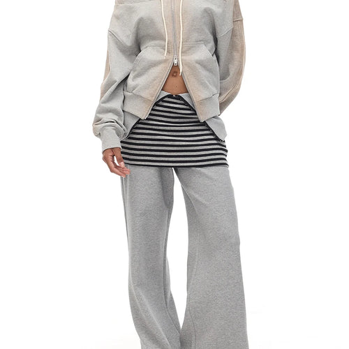 Load image into Gallery viewer, Solid Spliced Zipper Sweatershirts For Women Slash Neck Long Sleeve Patchwork Lace Up Top Female Fashion Style New
