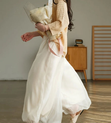 Women Wide Leg Baggy Pant Skirt Chiffon Lining Cotton Trousers Vintage Harajuku Casual Elegant Wild Pantalones De Mujer