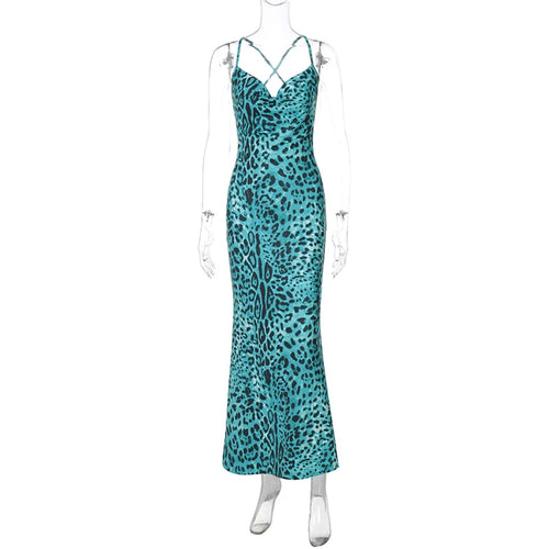 Load image into Gallery viewer, Leopard Print Spaghetti Strap Sexy Maxi Dress For Women Fashion Strapless Sleeveless Backless Printed Long Dress
