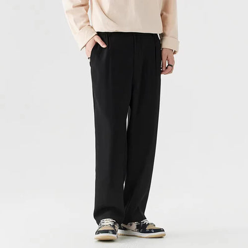 Load image into Gallery viewer, Korean Style Men&#39;s Suit Pants Casual Pleated Pockets Straight Leg Solid Color Male Loose Trousers Autumn 2024 9C6765
