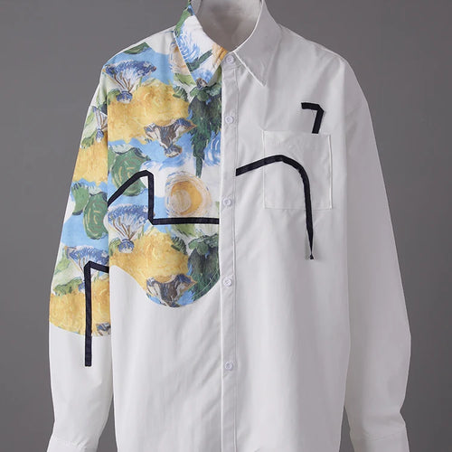 Load image into Gallery viewer, Women White Pattern Printed Big Size Elegant Blouse New Lapel Long Sleeve Shirt Fashion Tide Spring Autumn 2025 CPG3114

