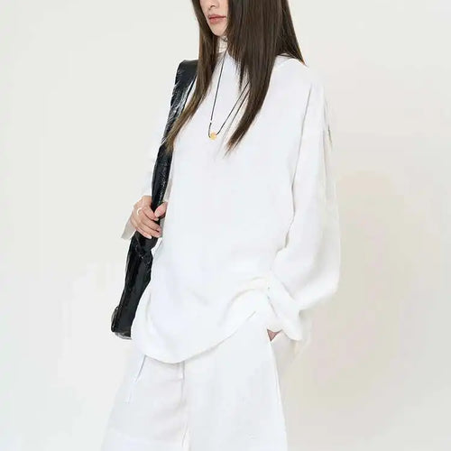 Load image into Gallery viewer, Women 100% Linen Brief Big Size Elegant T-shirt New Round Neck Long Sleeve Fashion Tide Spring Autumn 2025 1DJ0371
