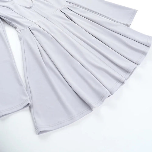 Load image into Gallery viewer, Gray Long Sleeve Sexy Mini Dress Women Solid V Neck High Waist A-line Club Party Pleated Sexy Dress Elegant Clubwear
