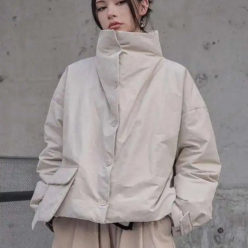 Load image into Gallery viewer, Apricot Big Size Warm Cotton-padded Coat Long Sleeve Loose Fit Women Parkas Fashion Tide New Autumn Winter 2025 1DF2663
