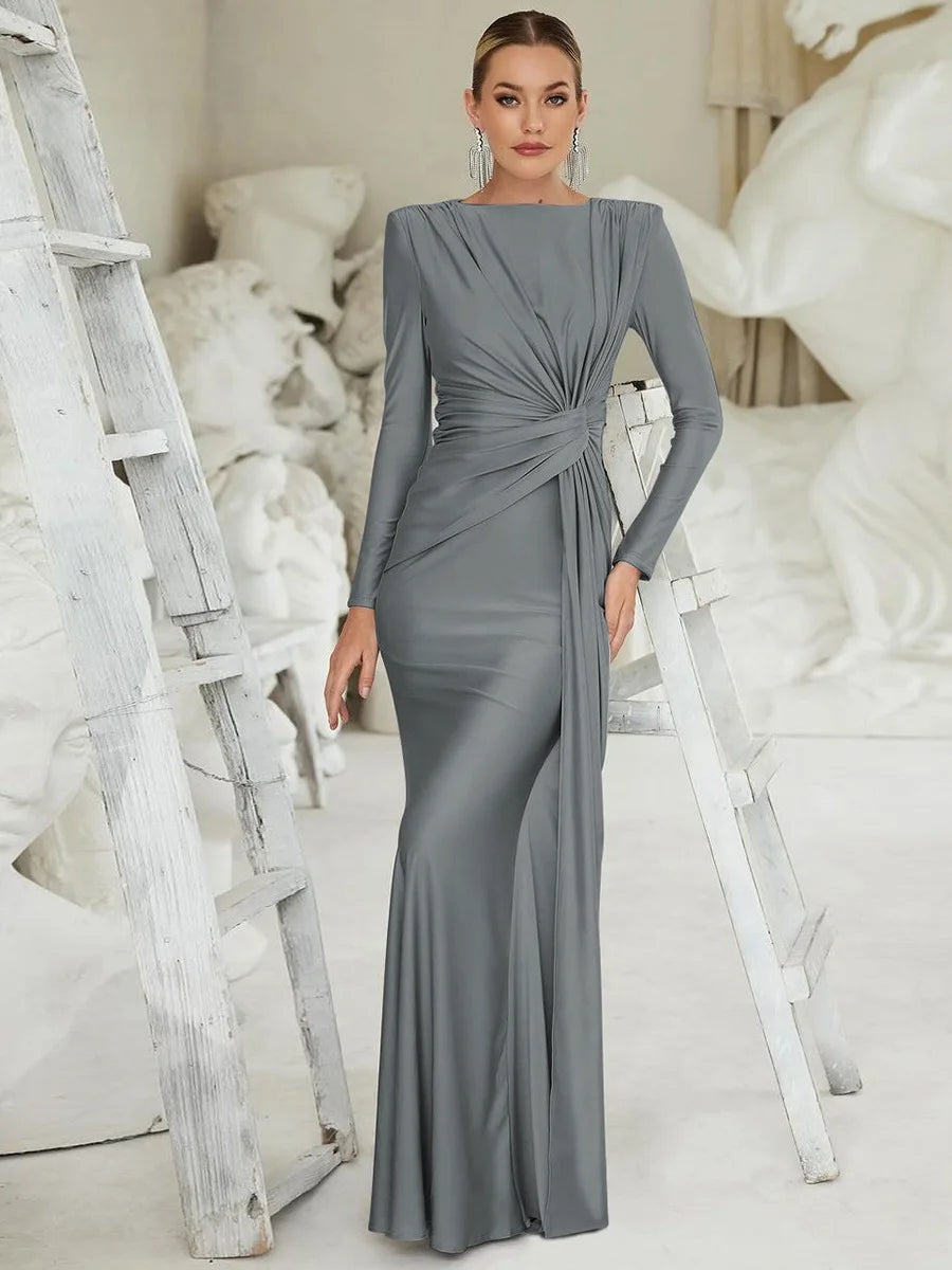 Elegant Long Sleeve Bodycon Party Club Evening Dress For Women 2025 New Fashion Temperament Slim Tight Elastic Vestidos