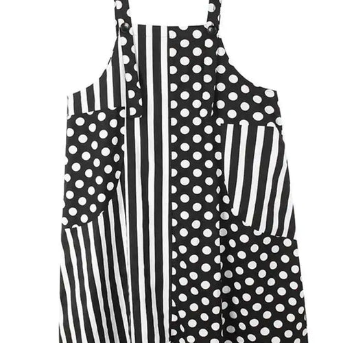 Load image into Gallery viewer, Women Black Dot Printed Big Size Pocket Strap Dress New Square Collar Sleeveless Fashion Tide Spring Autumn 2025 1DH6187
