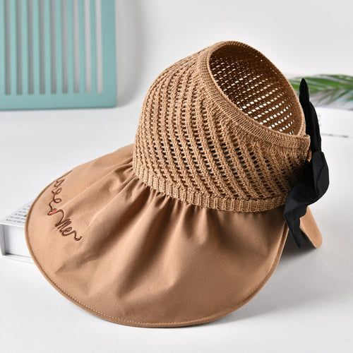 Load image into Gallery viewer, Summer Hats For Women Fashion Letter Design Straw Hat  Empty Top Sun Hat Travel Beach Hat
