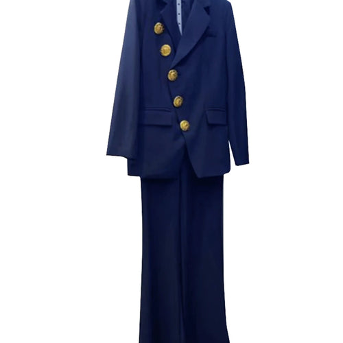 Load image into Gallery viewer, Slimming Two Piece Sets for Women Lapel Long Sleeves Spliced Single Breasted Blazer High Wasit Pant Set Female New
