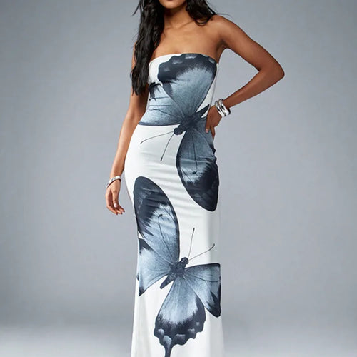 Load image into Gallery viewer, Off-shoulder Print Sexy Maxi Dress Women Summer New Strapless Sleeveless Backless High Waist Beach Holiday Long Dress
