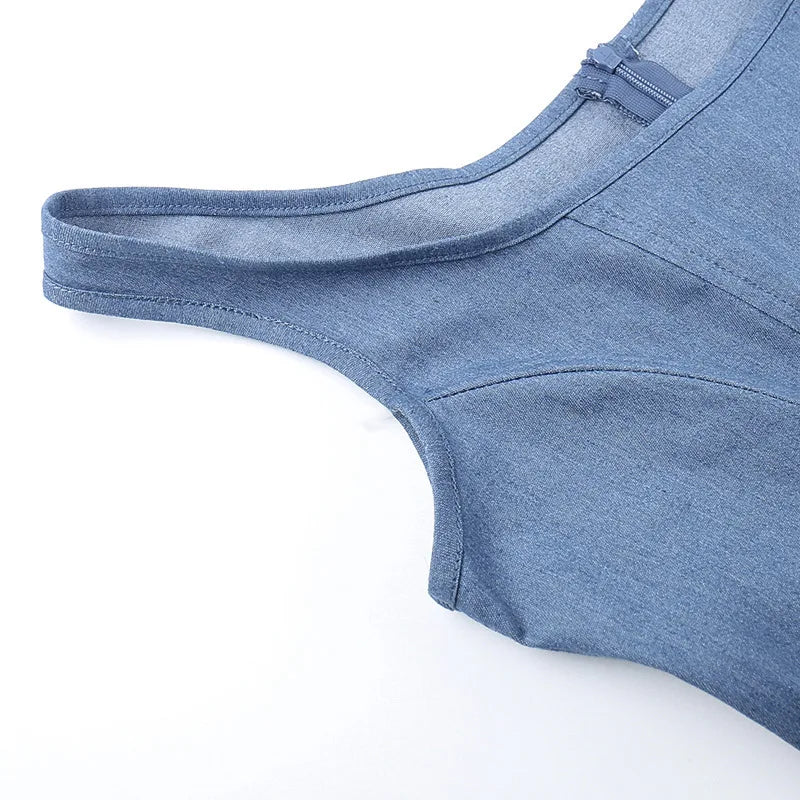 Flower Denim Mini Dress For Women Fashion Strapless Backless Ruched Dresses Femme Sleeveless Skinny Sexy Dress