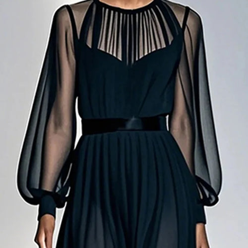 Load image into Gallery viewer, Woman Evening Luxury Party Maxi Dresses Summer Spring Elegant Gauze Puff Sleeves Pleated Birthday Long Dresses
