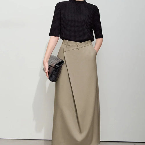 Load image into Gallery viewer, Minimalist Half-body Skirt Women 2025 Spring New Elegant Commuter Anti-wrinkle Asymmetric A-line Slim Long Skirt 12541053
