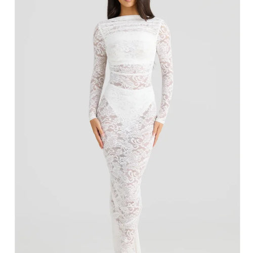 Load image into Gallery viewer, Sexy Lace Patchwork Backless Bodycon Party Club Evening Dress Women Elegant Autumn/Winter Long Sleeved Slim Vestido 2025
