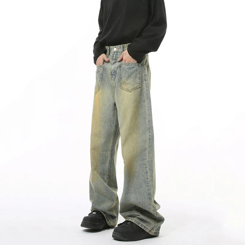 Load image into Gallery viewer, Men&#39;s American Style Jeans High Street Reverse Pockets Trendy Gradient Color Distressed Loose Male Denim Pants 9W1832
