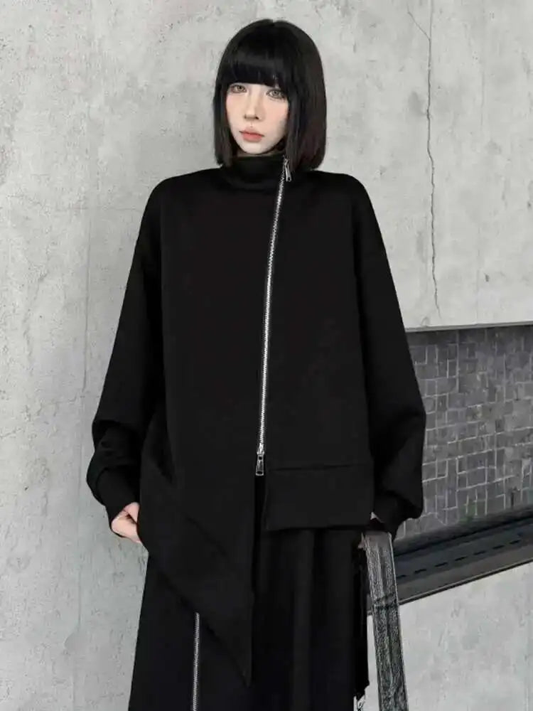 Zipper Sweatshirt Half-body Skirt Two Pieces Suit New Turtleneck Long Sleeve Women Fashion Tide Spring Autumn 2025 1DH7237