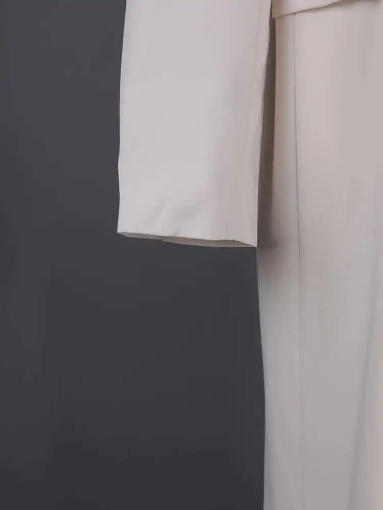 Women Beige Double Breasted Big Size Long Blazer New Lapel Long Sleeve Jacket Fashion Tide Spring Autumn 2025 1LD2046