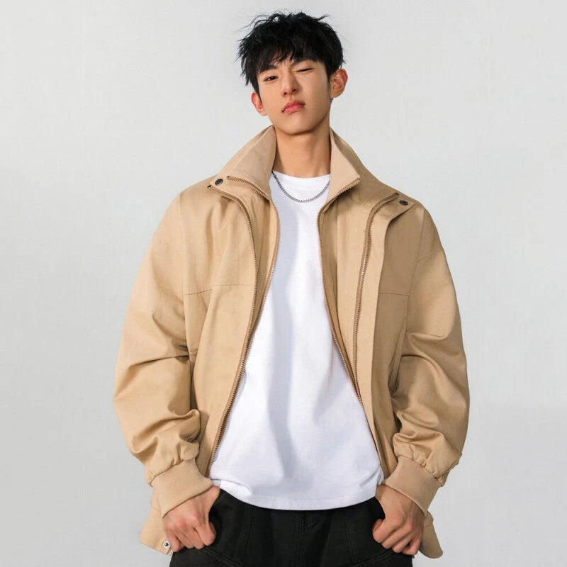 Spring Male Hooded Jacket Solid Color New High Street American Tide Fanshionable Style Fake Two Piece Jackets 9W1274
