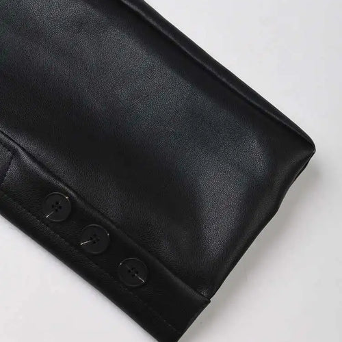 Load image into Gallery viewer, Women Black Pu Leather Zipper Big Size Casual Blazer New Lapel Long Sleeve Jacket Fashion Tide Spring Autumn 2025 CPG1010
