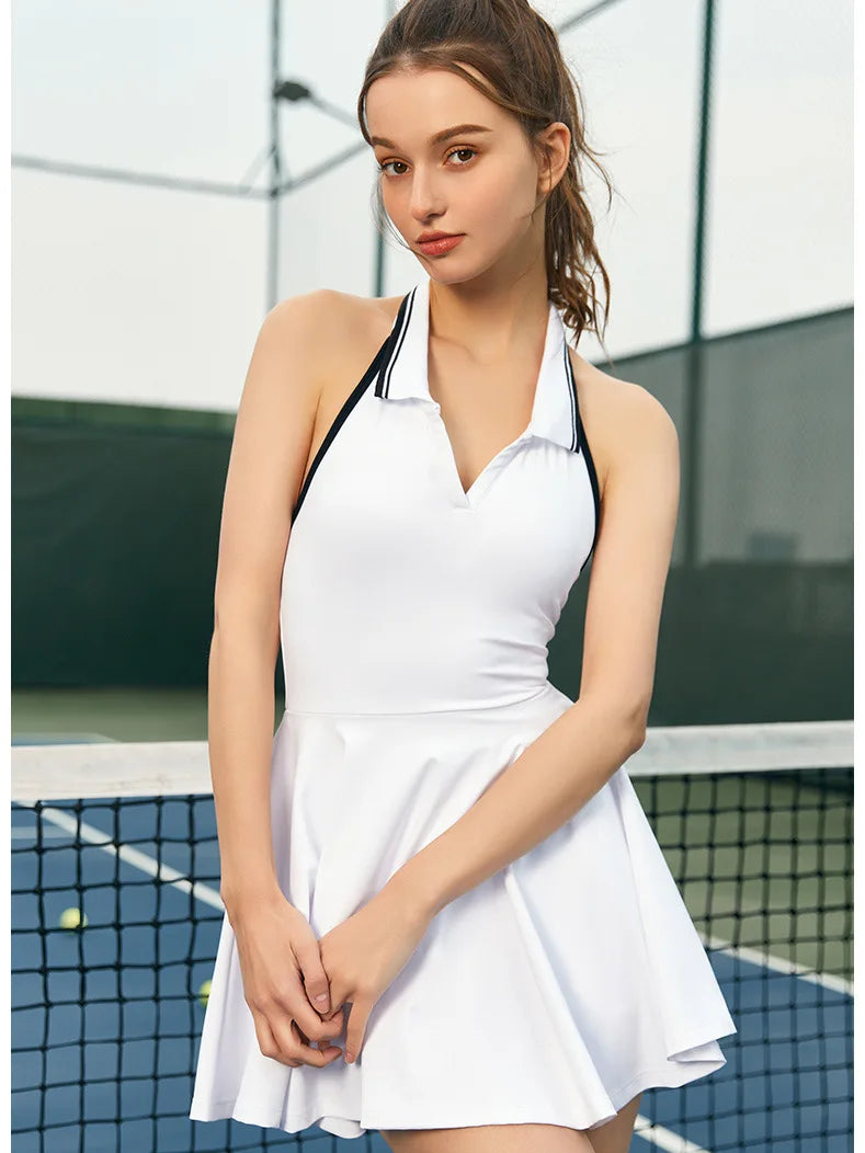 Fashion Sleeveless Fall New Dress Women Hanging Collar Sexy Backless Elastic Tight Skirt Female Outdoor Casual Clothing