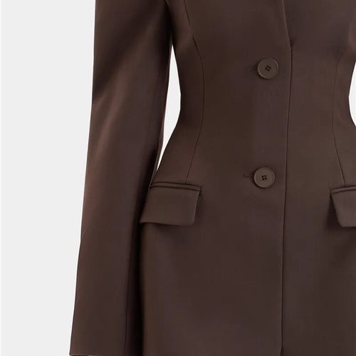 Load image into Gallery viewer, Off-shoulder Strapless Sexy Blazer Dress For Women Fashion Solid Zipper Two Pocket Long Sleeve Backless Mini Dress
