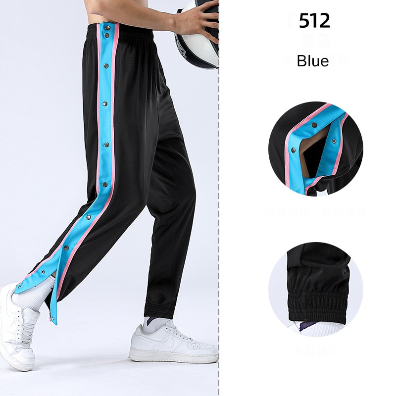 Men and Women Sports Trousers Male Basketball Training Full Open-breasted Autumn Loose Plue Size Buckle Foot Appearance Side