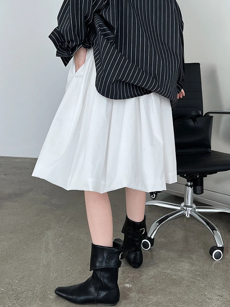 High Elastic Waist Blue Brief Elegant Bud Knee-Length Half-body Skirt Women Fashion Tide New Spring Autumn 2025 1DJ1113