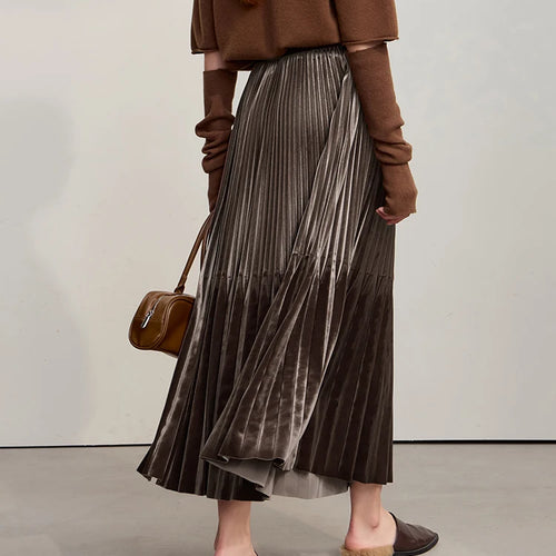 Load image into Gallery viewer, Women's Skirt 2025 Winter New Elegant A-Line Elastic Versatile Midi Skirts for Women Solid Color Loose Clothing 12544072
