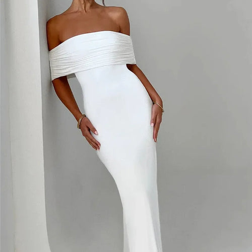 Load image into Gallery viewer, Strapless Backless Sexy Maxi Dress For Women Black Solid Off-shoulder Sleeveless Bodycon Club Party Long Dress Elegant
