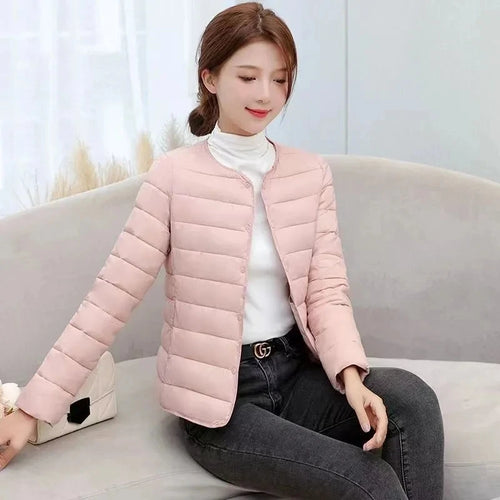Load image into Gallery viewer, Korean Fashion Women Long Sleeve Solid Down Cotton Coat 2024 New Autumn Winter Ladies Single Breasted Warm Short Jacket Trendy
