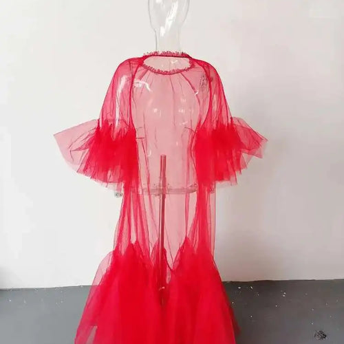 Load image into Gallery viewer, Women Black Ruffles Long Big Size Dress New Round Neck Three-quarter Sleeve Loose Fit Fashion Spring Summer 2025 JR77101
