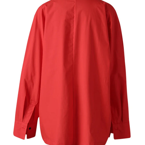 Load image into Gallery viewer, Women Red Irregular Button Big Size Casual Blouse New Lapel Long Sleeve Shirt Fashion Tide Spring Autumn 2025 CPG3125
