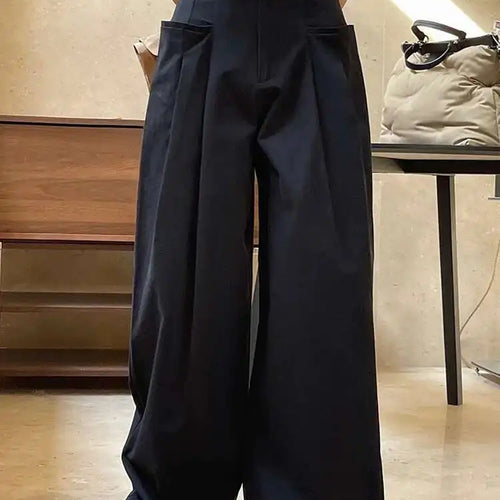 Load image into Gallery viewer, High Waist Black Long Pleated Wide Leg Casual Pants New Loose Fit Trousers Women Fashion Tide Spring Autumn 2025 1DF4438
