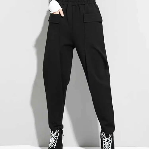 Load image into Gallery viewer, High Elastic Waist Black Pockets Casual Harem Pants New Loose Fit Trousers Women Fashion Tide Spring Autumn 2025 1DF4709
