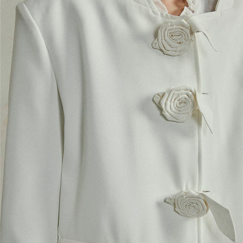 Load image into Gallery viewer, Women Three-dimensional Flower Big Size Blazer New Stand Collar Long Sleeve Jacket Fashion Tide Spring Autumn 2025 1DJ0287
