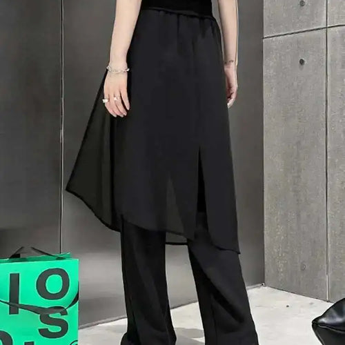 Load image into Gallery viewer, High Elastic Waist Black Mesh Irreuglar Wide Leg Pants New Loose Fit Trousers Women Fashion Spring Autumn 2025 1DH4385
