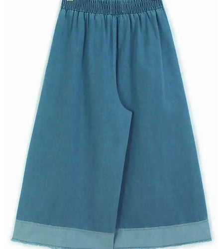 High Waist Dark Blue Denim Color-block Burr Wide Leg Jeans New Women Trousers Fashion Tide Spring Autumn 2025 1DH9651