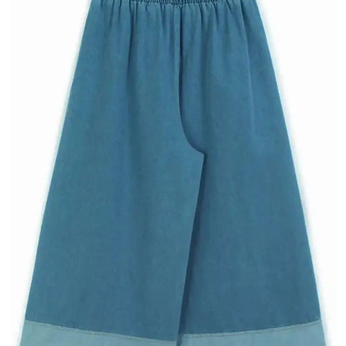 Load image into Gallery viewer, High Waist Dark Blue Denim Color-block Burr Wide Leg Jeans New Women Trousers Fashion Tide Spring Autumn 2025 1DH9651
