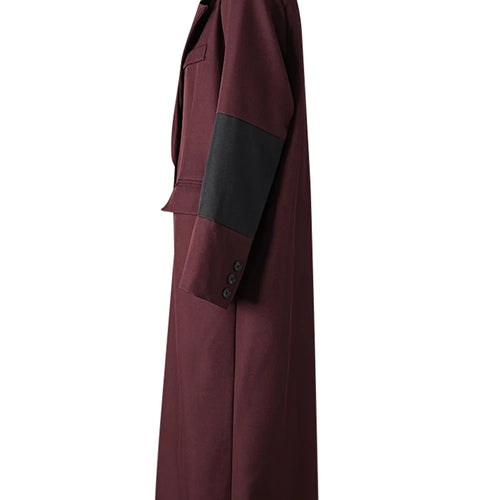 Load image into Gallery viewer, Women Red Color-block Big Size Long Elegant Blazer New Lapel Long Sleeve Jacket Fashion Tide Spring Autumn 2025 26C1609
