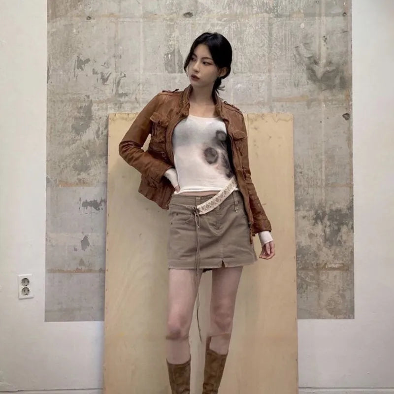 Japanese Y2k Mesh Top Trashy 2000s See Through Crop Top Vintage Harajuku Tattoo Print Sheer Top Grunge Aesthetics Korean