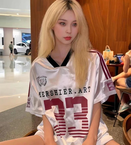 2025 Y2k Aesthetic Vintage Casual Tees Streetwear Letter Printing Oversized Tshirts Harajuku Summer Women Preppy Grunge T-shirt